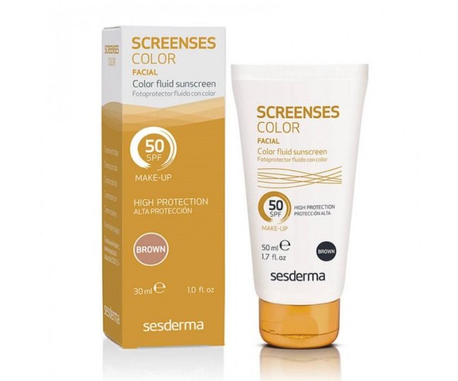 SCREENSES COLOR Fluid sunscreen SPF 50 Brown  Средство солнцезащитное тональное SPF  50 (Темный тон) 50мл
