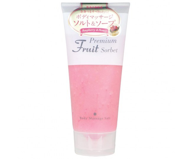 COSMEPRO Premium Fruit Sorbet Body Massage Salt Raspberry&Honey Премиальный фруктовый скраб-сорбет для тела на основе соли Малина и мёд 500г