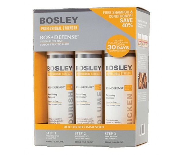 BOSLEY PRO Воs Defense Starter Pack For Fine Color-Treated Hair - Система Для Нормальных / Тонких Окрашенных Волос (Шампунь, Кондиционер, Уход)