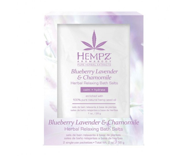Соль для ванны расслабляющая Лаванда, Ромашка и Дикие Ягоды Blueberry Lavender & Chamomile Herbal Relaxing Bath Salts 2*28г 