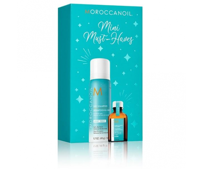 Moroccanoil "Stocking Stuffer. Light" - Мини набор к рождеству 2020 (сухой шампунь для светлых волос 65 мл, восстанавливающее масло 15 мл)