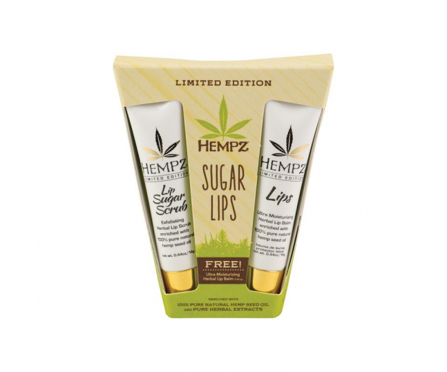 HEMPZ SUGAR LIPS Набор Сладкие губы Скраб для губ 14г Защитный бальзам для губ 14г