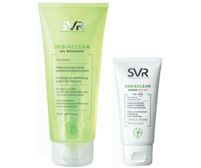 Svr sebiaclear spf набор крем 50мл+мусс пенящийся 200мл