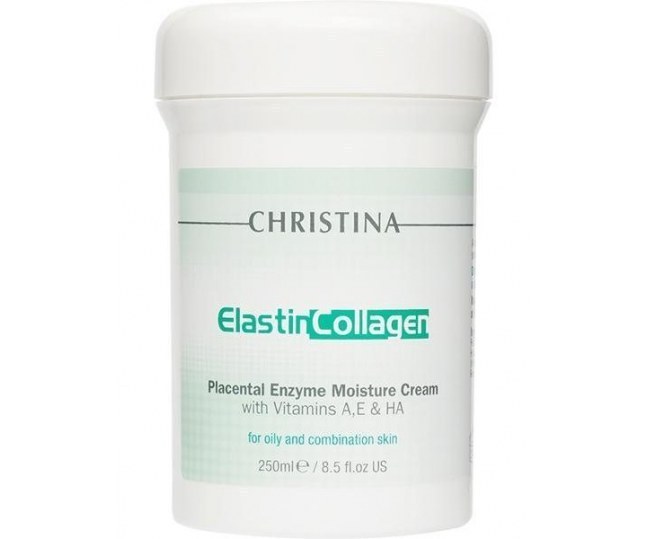 CHRISTINA Elastin Collagen Placental Enzyme Moisture Cream with Vit. A, E & HA - Увлажняющий крем с плацентой, энзимами, коллагеном и эластином для жирной и комбинированной кожи 250 ml
