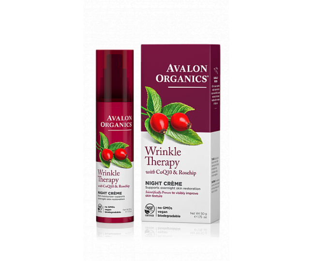 Wrinkle Therapy With CoQ10 & Rosehip Night Creme ночной увлажняющий крем против морщин с коэнзимом Q10 и шиповником 50г 