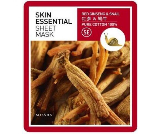 Skin Essential Sheet Mask Ginseng & Snail Маска для лица питает и увлажняет кожу 1шт