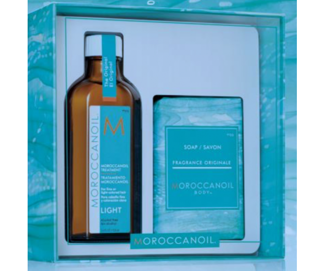 Набор «Home & Away» Light  Восстанавливающее средство Moroccanoil 100мл+Мыло Moroccanoil 200г
